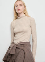 Camiseta De Canalé Con Cuello Vuelto