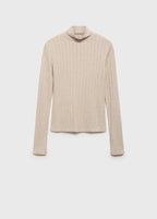 Camiseta De Canalé Con Cuello Vuelto
