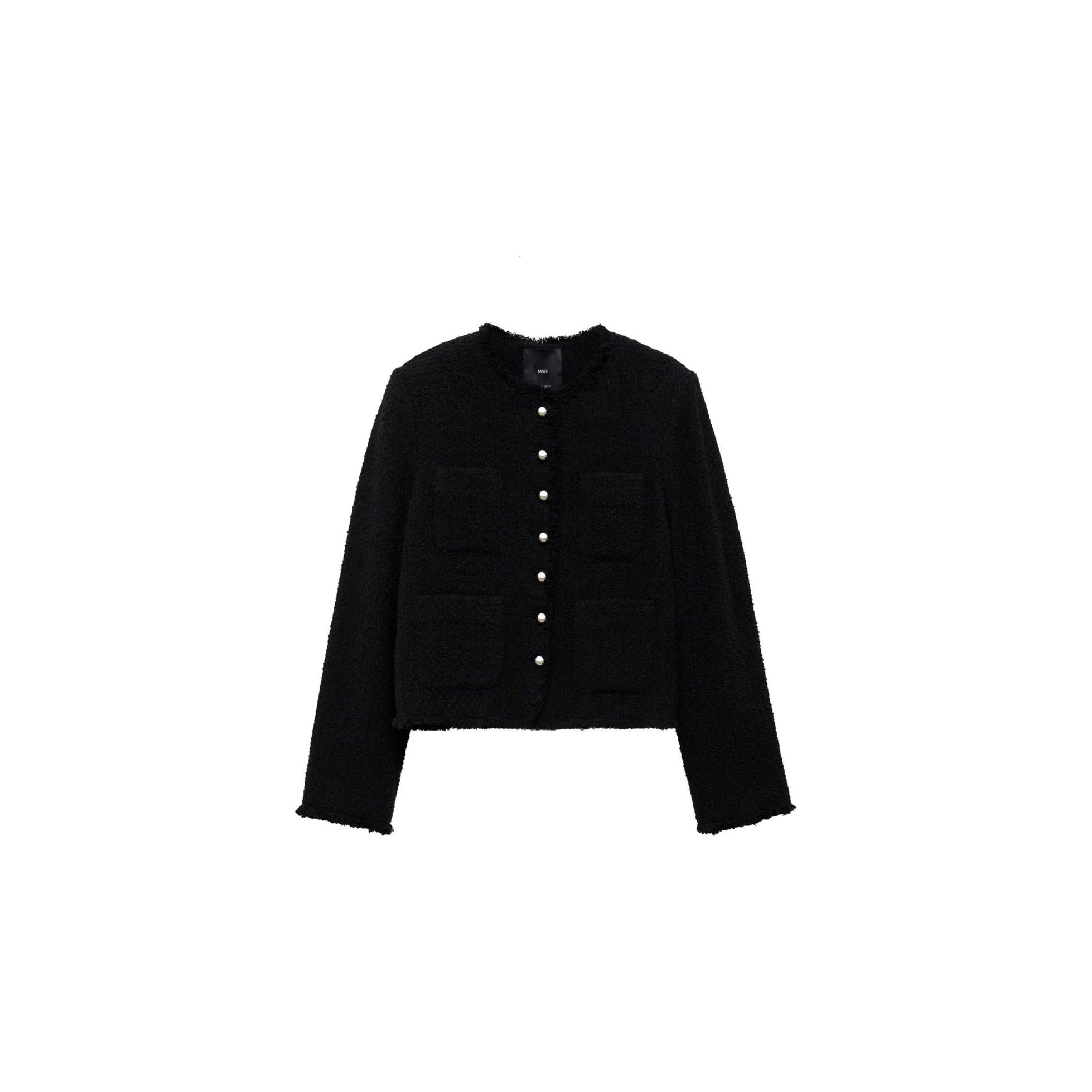 Veste Tweed Boutons Bijoux - Black