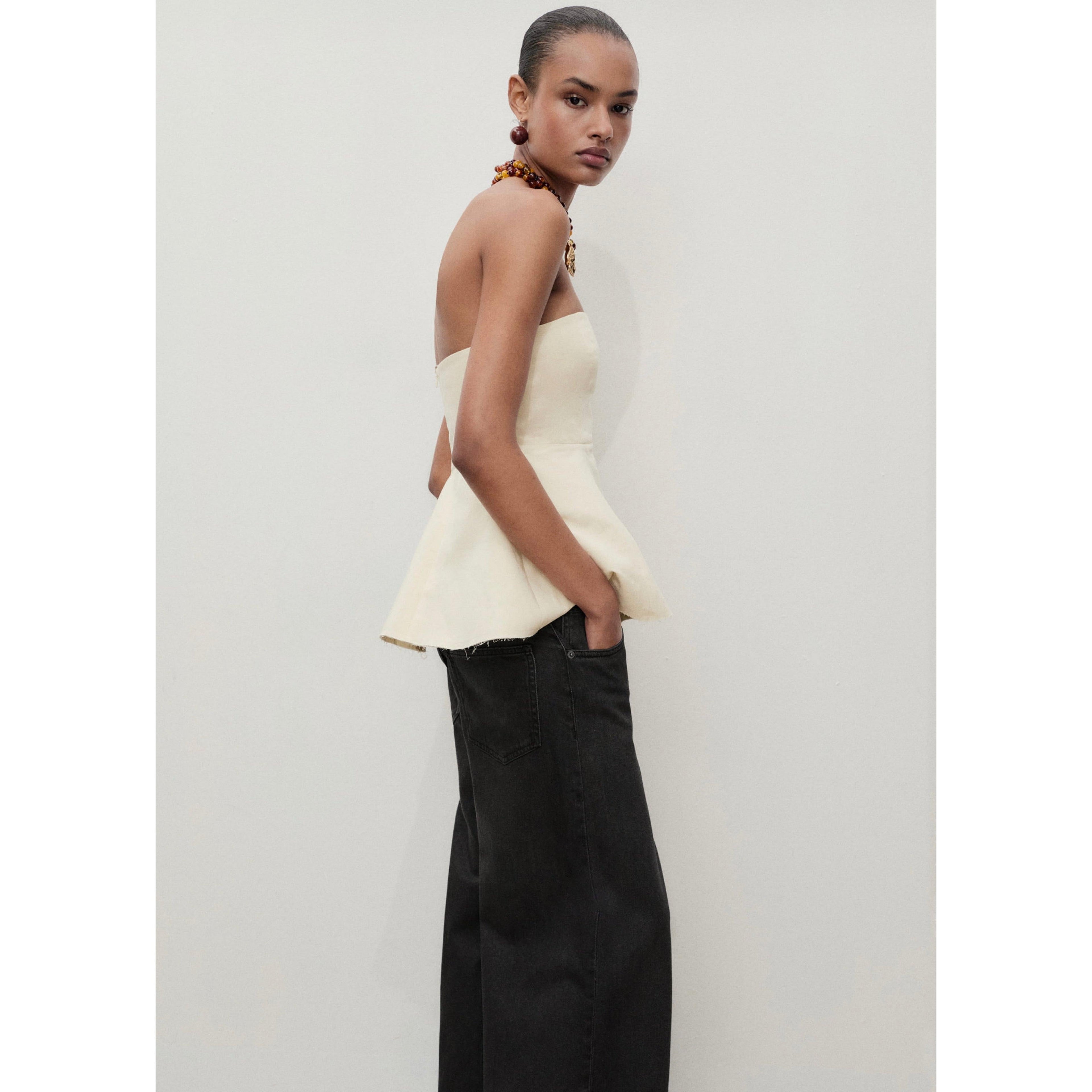 Jean Wideleg Taille Basse - Black Denim
