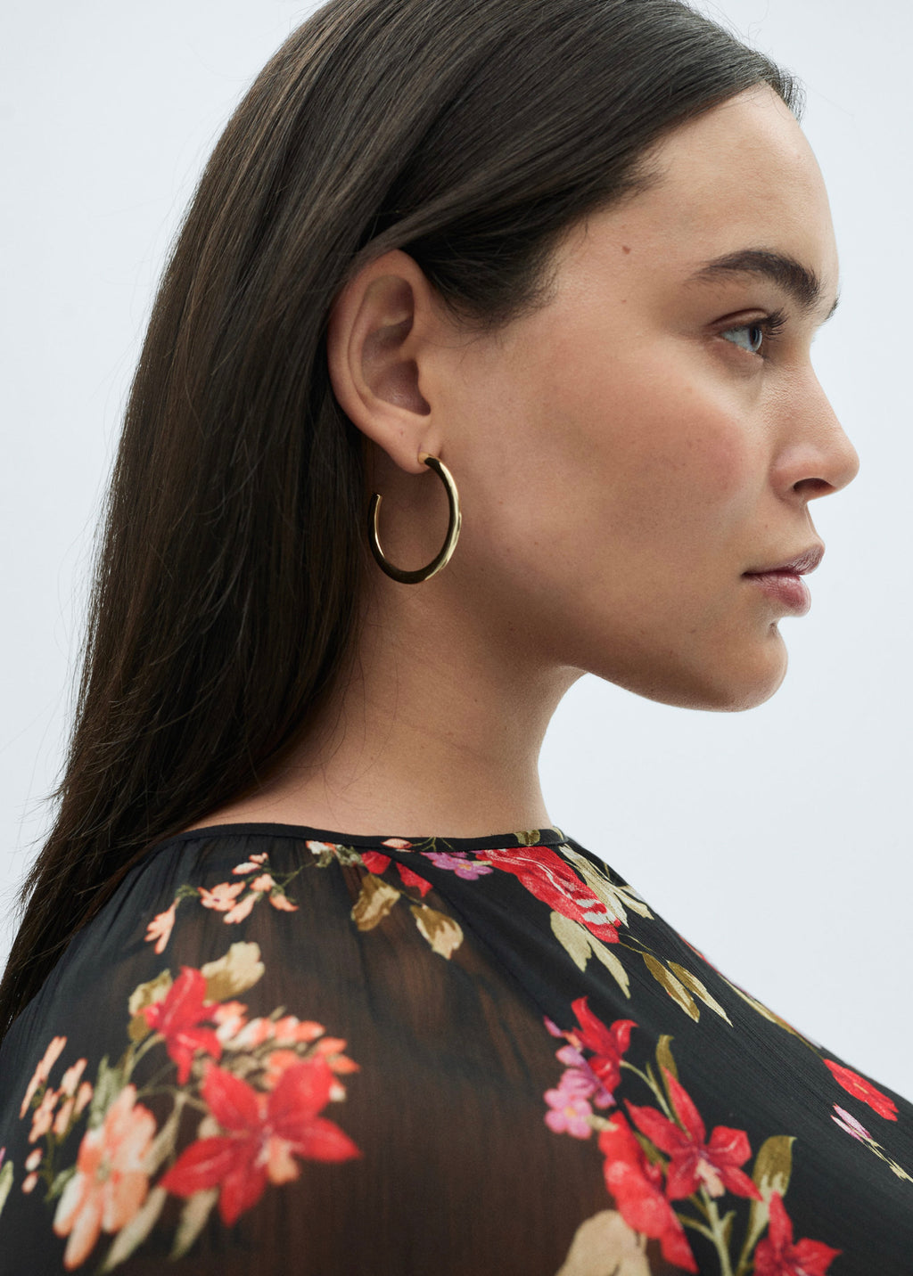 Floral Ruffle Blouse - Black