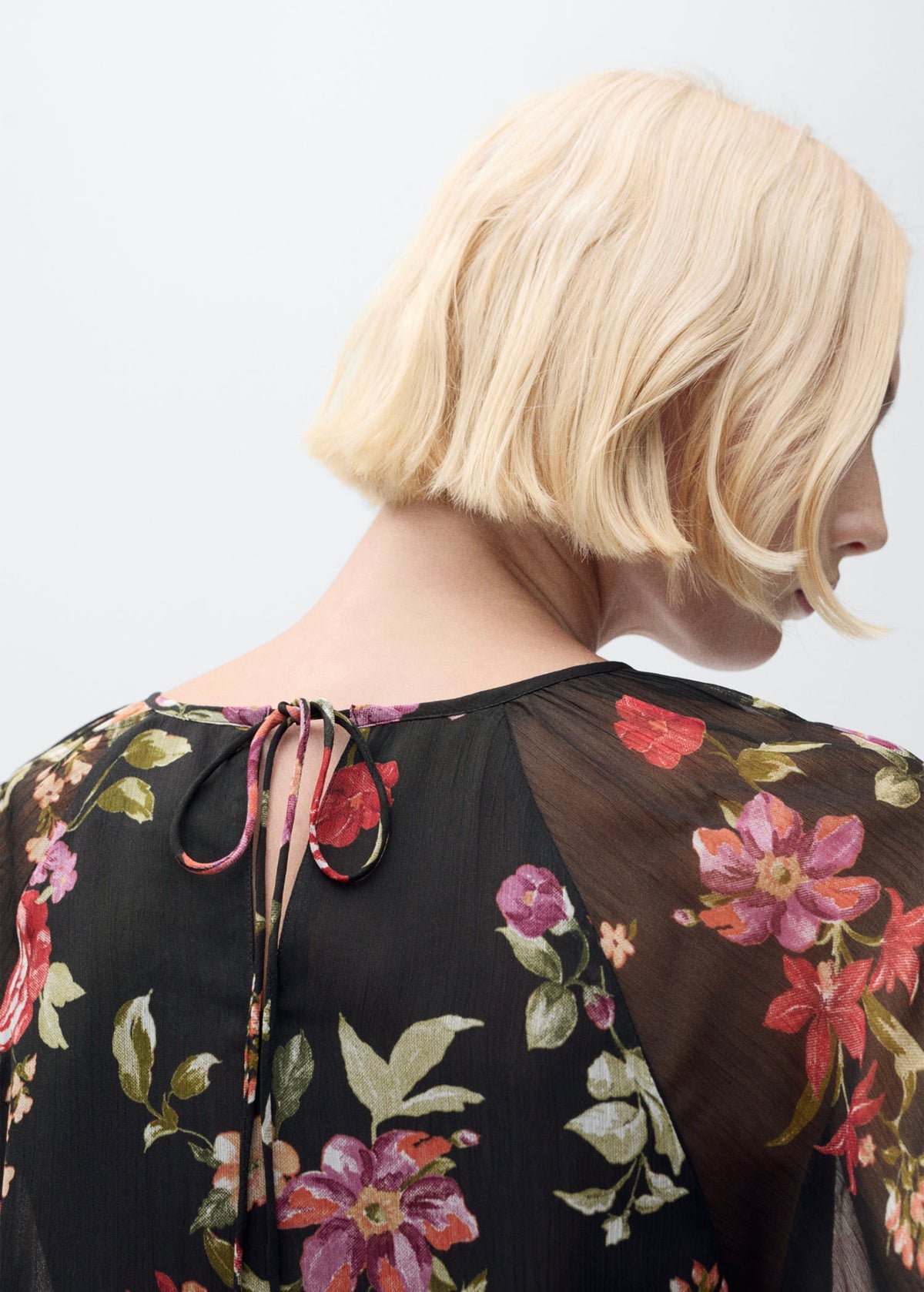 Floral Ruffle Blouse - Black