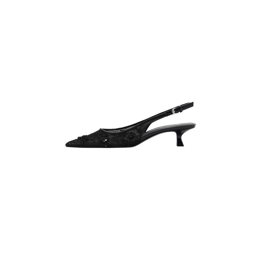 Chaussures Talon Kitten Heel En Maille Filet Paillettes Brodées