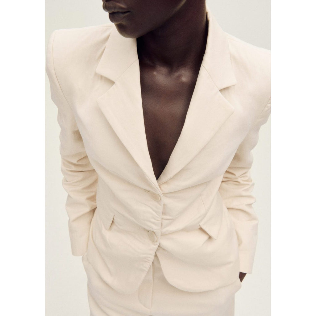 Blazer De Costume Lin Mélangé Effet Froissé