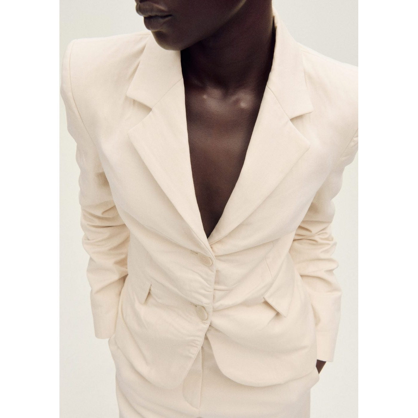 Blazer De Costume Lin Mélangé Effet Froissé