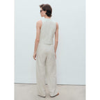 Pantalon De Costume Droit Lin Mélangé