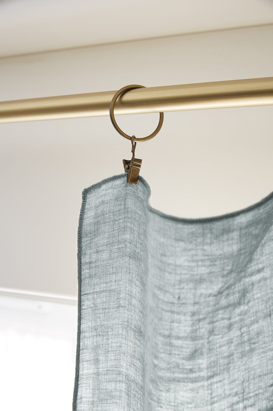Soline - Adjustable Curtain + Clip Rings - Washed Linen - Azure
