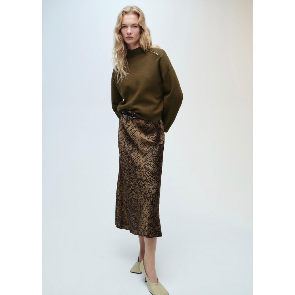 Jersey con cremallera y cuello alto - Caqui