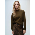 Jersey con cremallera y cuello alto - Caqui