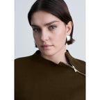 Jersey con cremallera y cuello alto - Caqui