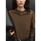 Jersey con cremallera y cuello alto - Caqui