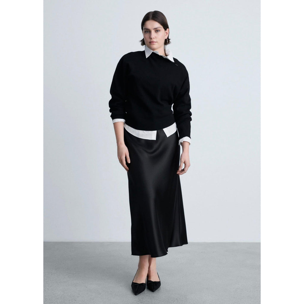 Jersey con cremallera y cuello alto - Negro