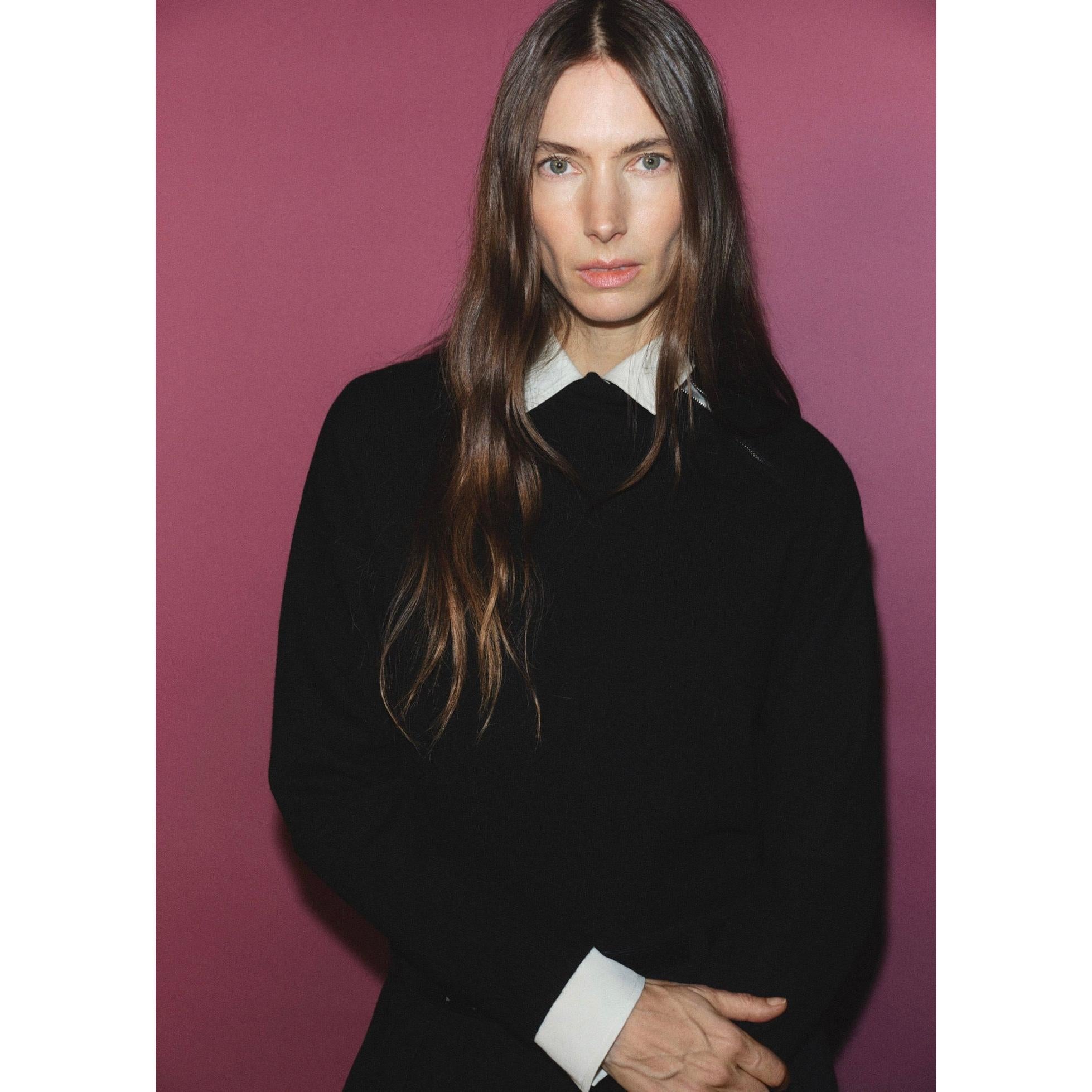 Jersey con cremallera y cuello alto - Negro