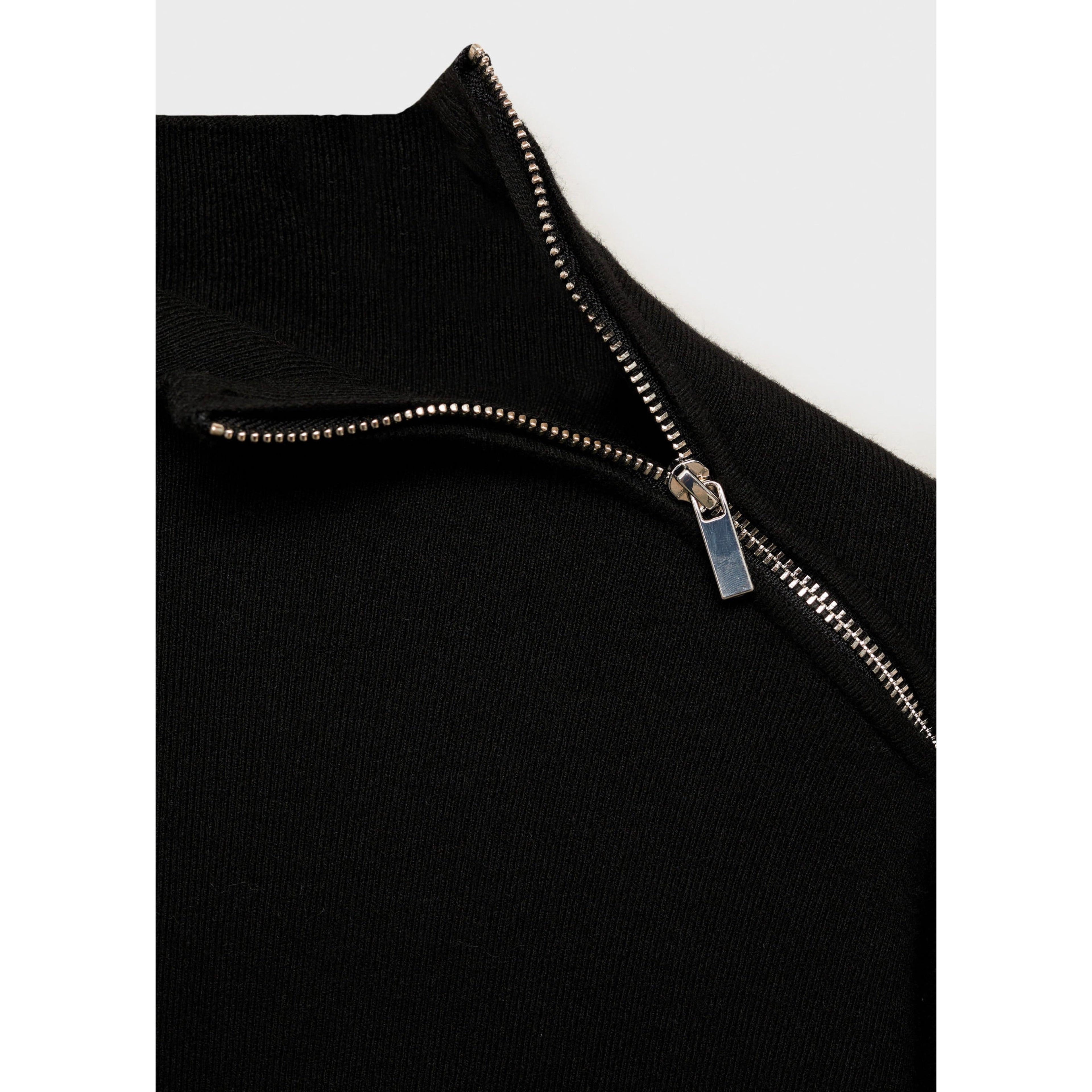 Jersey con cremallera y cuello alto - Negro