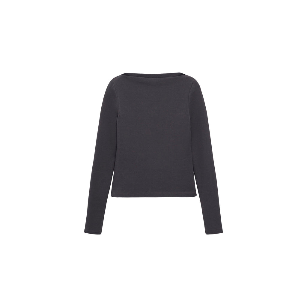 Camiseta De Algodón Con Cuello Barco - Carbón