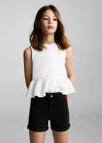 Short Chip Denim Noir - Fille
