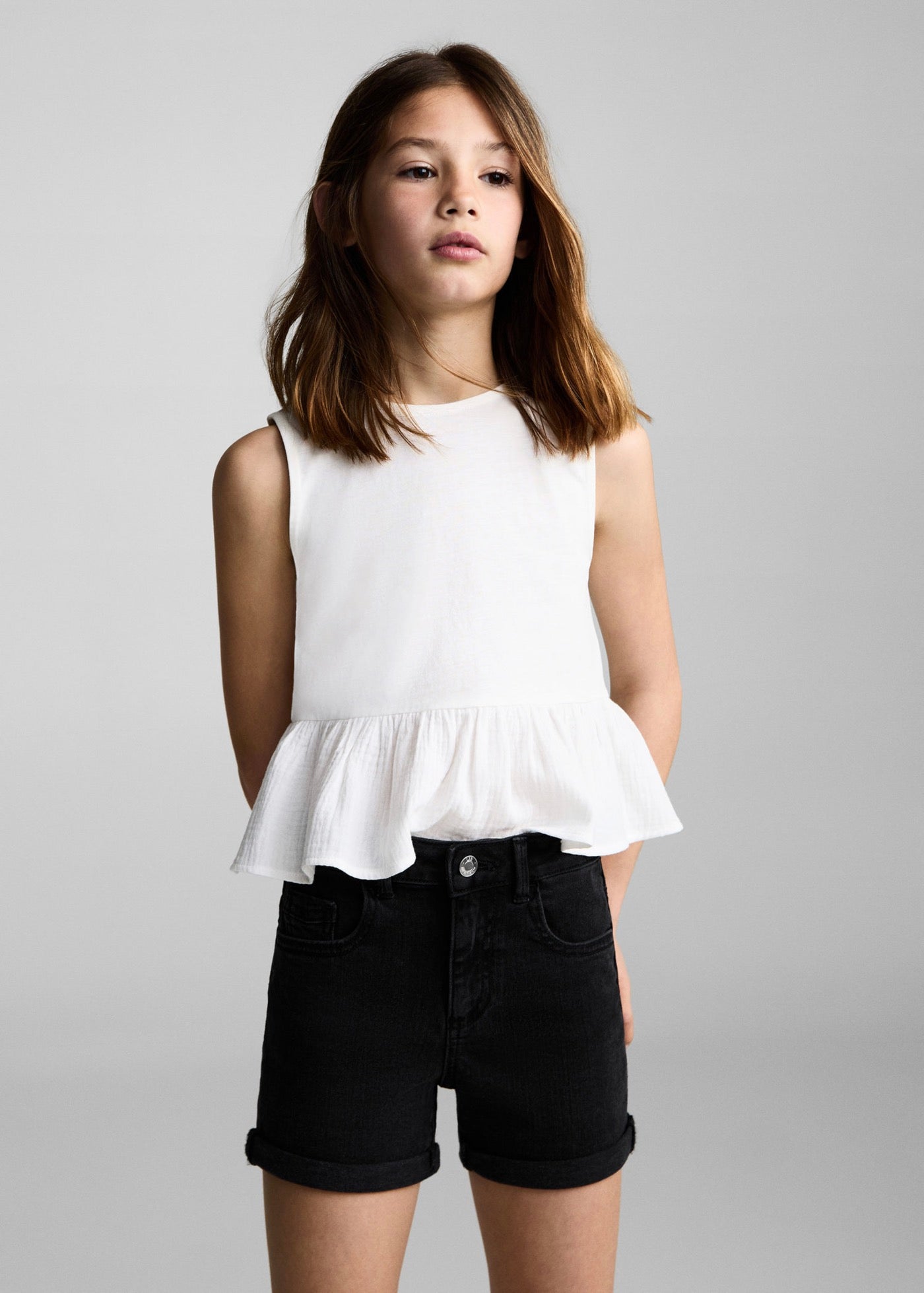 Short Chip Denim Noir - Fille