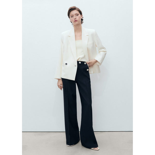 Pantalon Droit Boutons Contraste