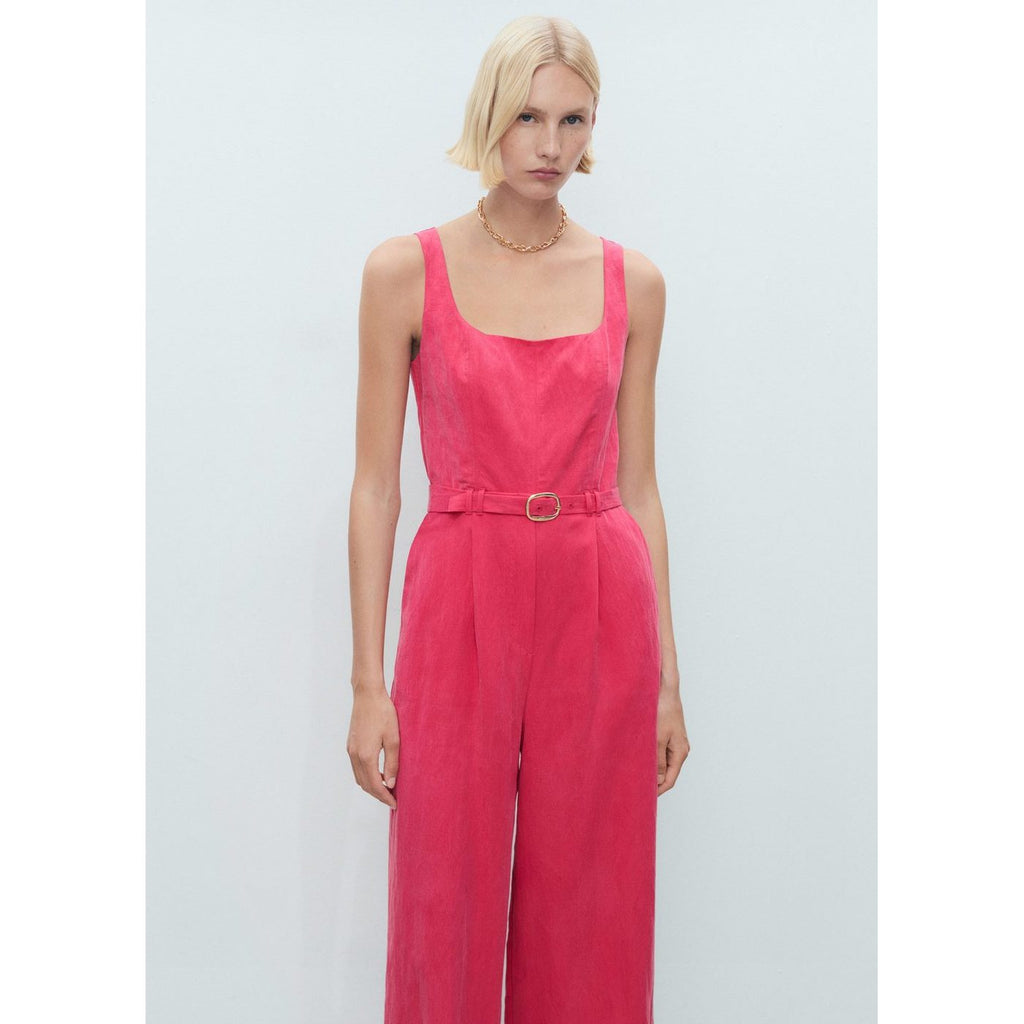 Traje con cinturón de lyocell