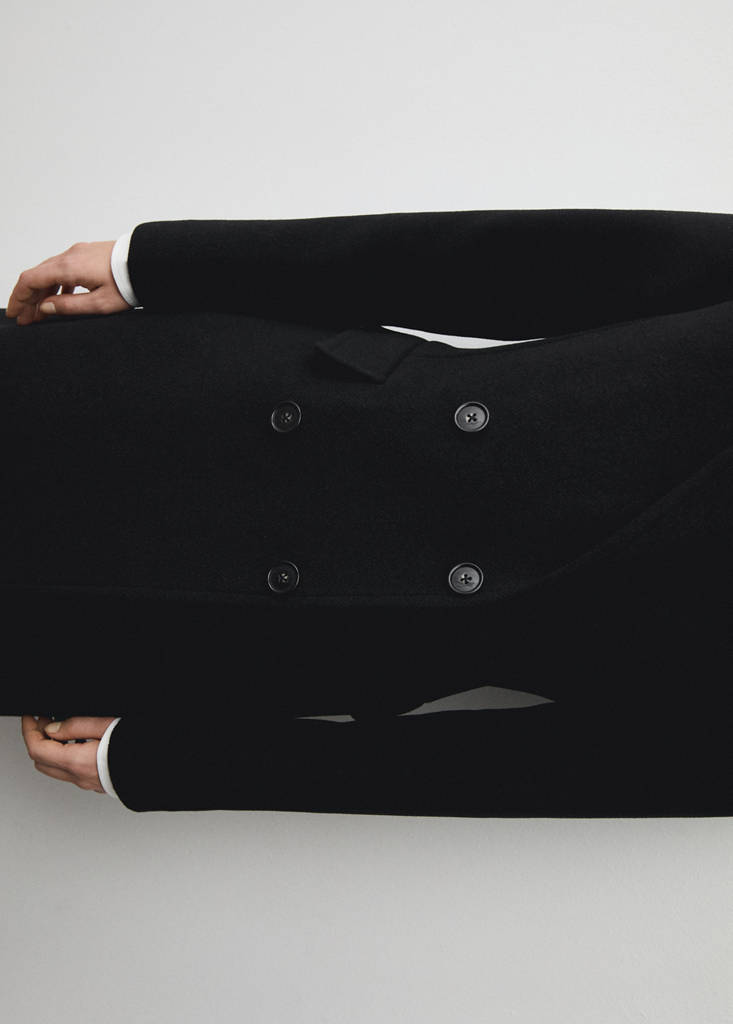 Manteau Midi En Laine Double Boutonnage