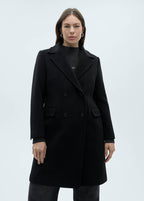 Manteau Midi En Laine Double Boutonnage