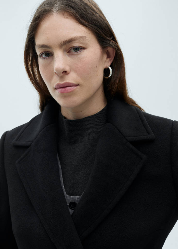 Manteau Midi En Laine Double Boutonnage