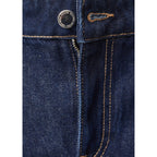 Wide-Leg Pleated Rinse-Wash Jeans
