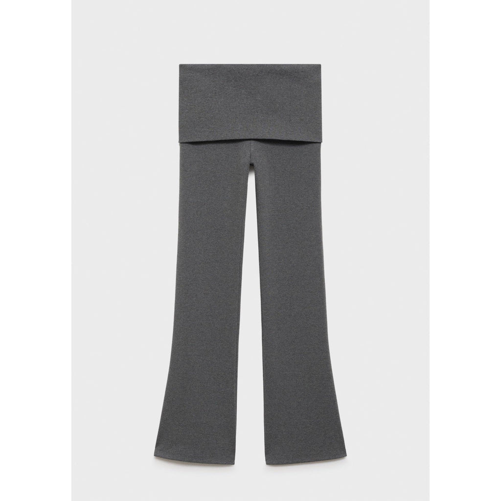 Turn-Up Waist Flared Trousers - Grey