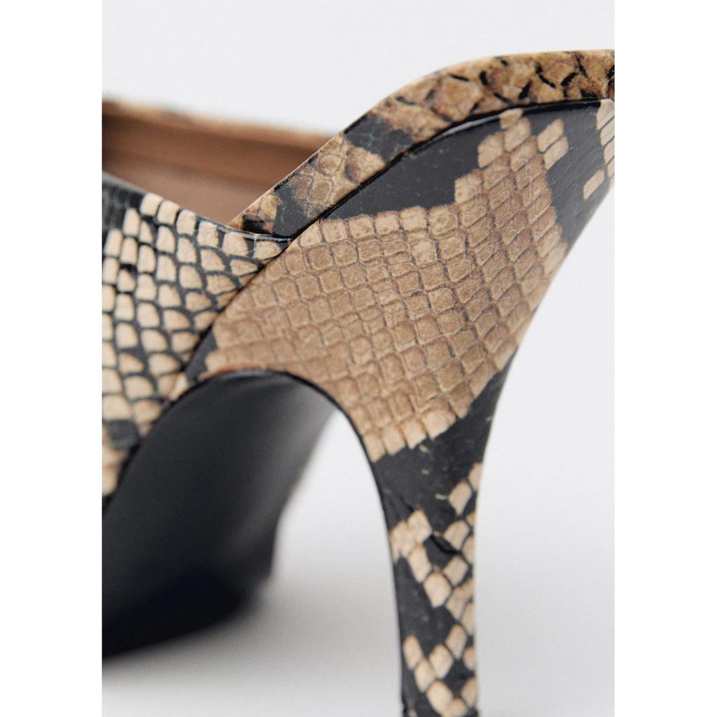 Chaussures Talon En Cuir Ouvertes À L_x0019_ Arrière Imprimé Animal