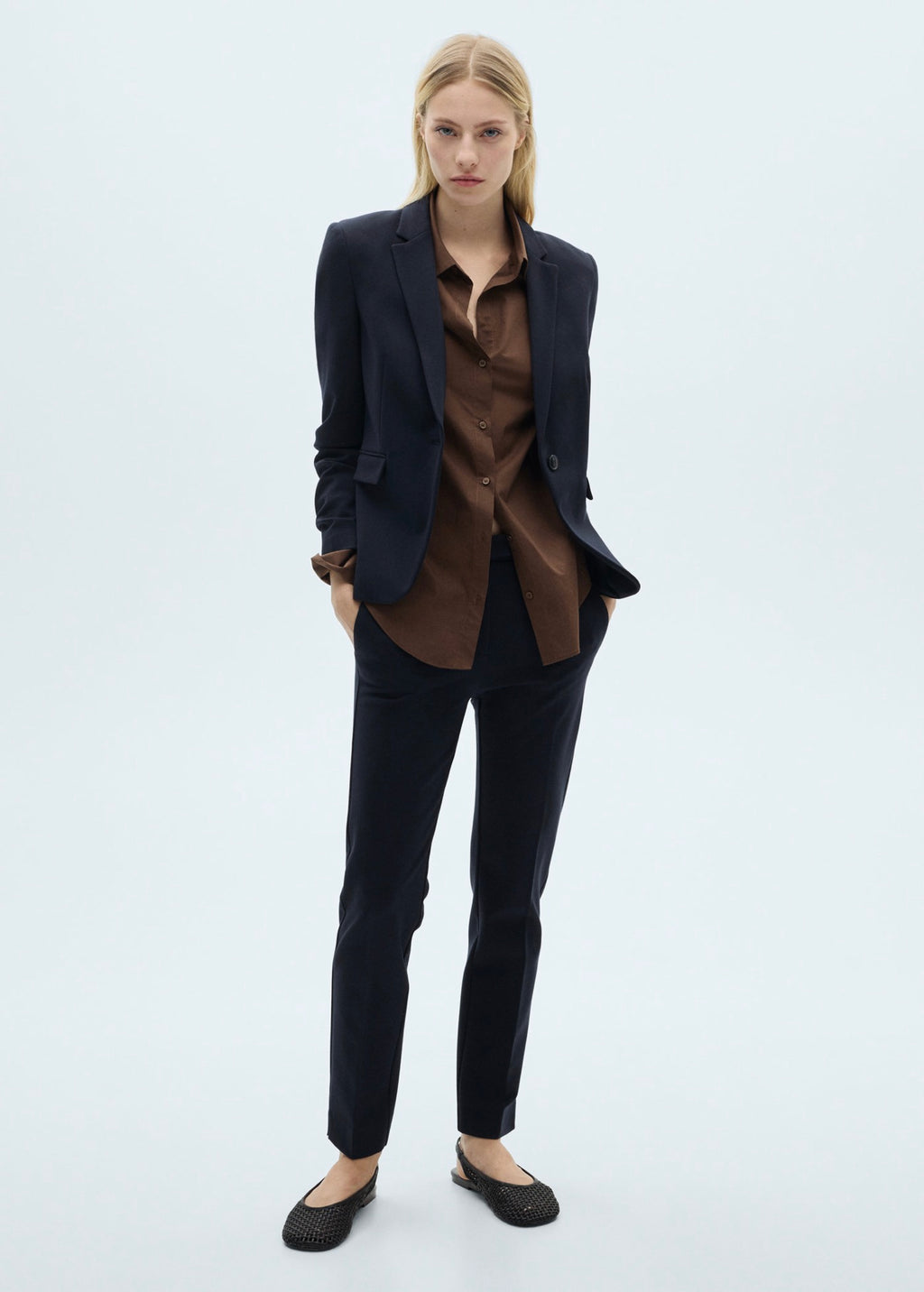 Regular-Waisted Straight Trousers