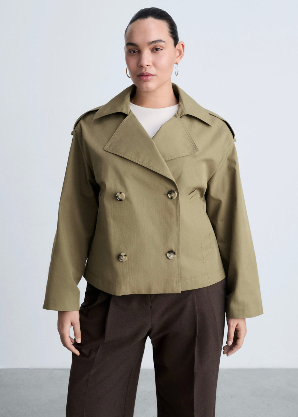 Trench Crop Double Boutonnage