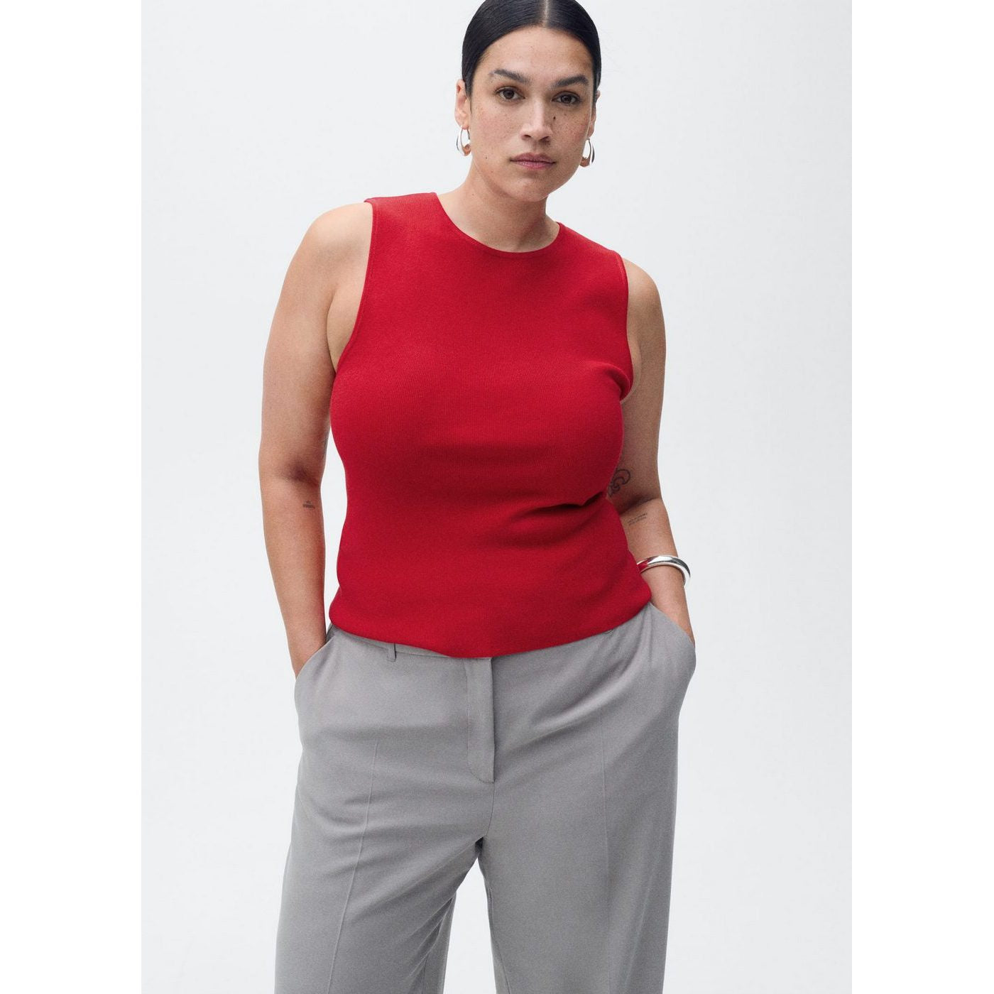 Top En Maille Ajusté Sans Manches