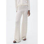 Pantalon Droit Maille Côtelée