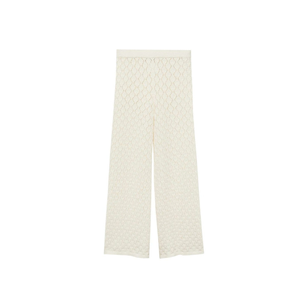 Pantalon Droit Maille Côtelée