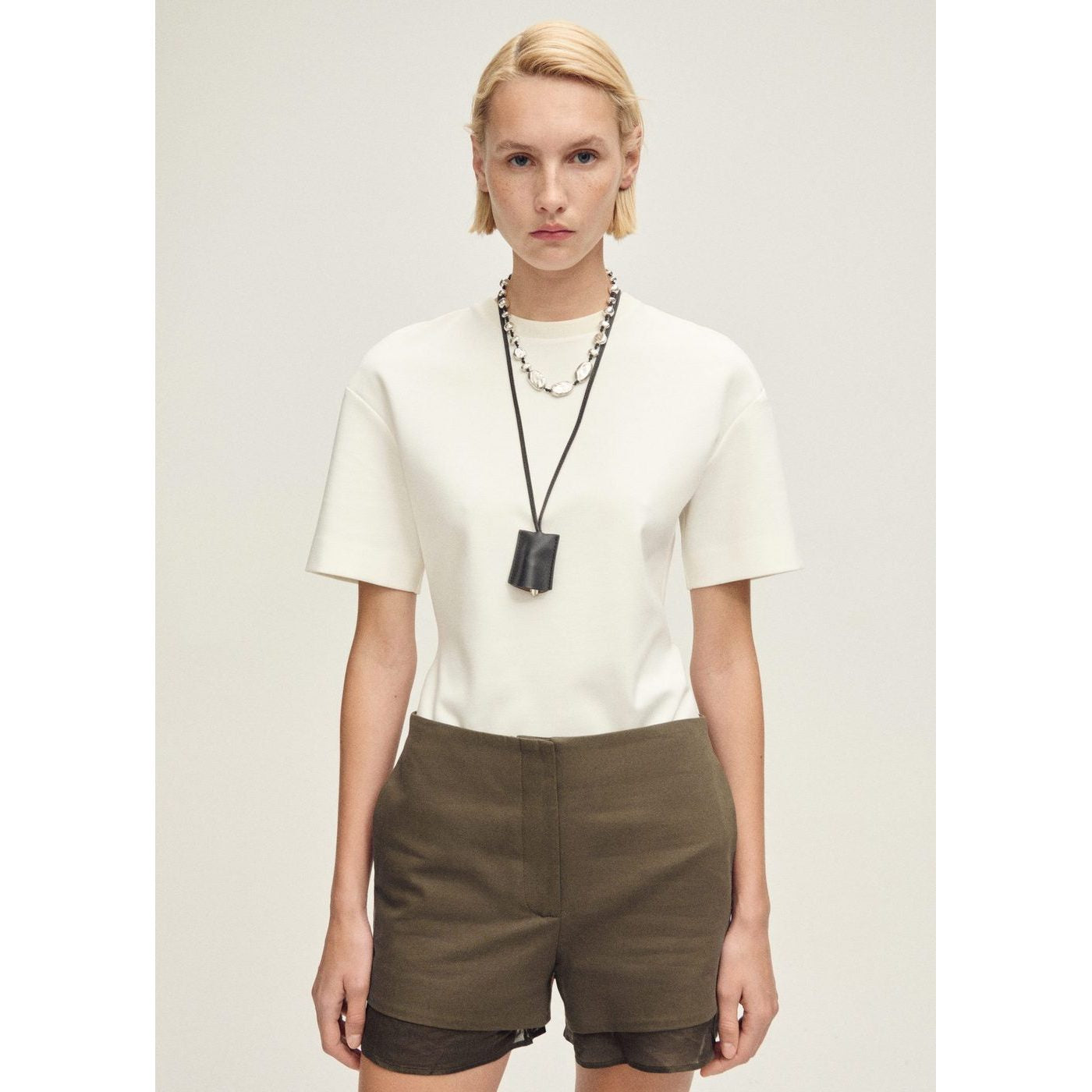 Short En Lin Mélangé Combiné