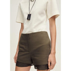 Short En Lin Mélangé Combiné