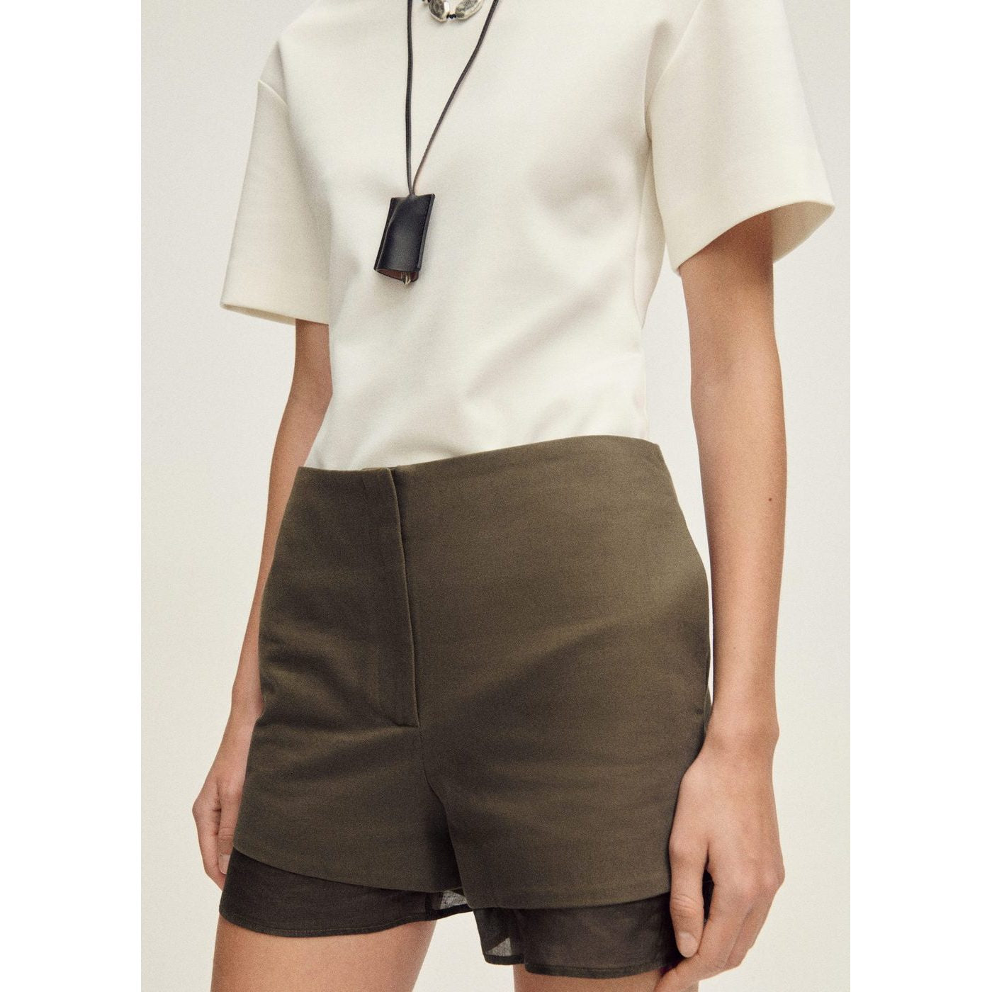 Short En Lin Mélangé Combiné