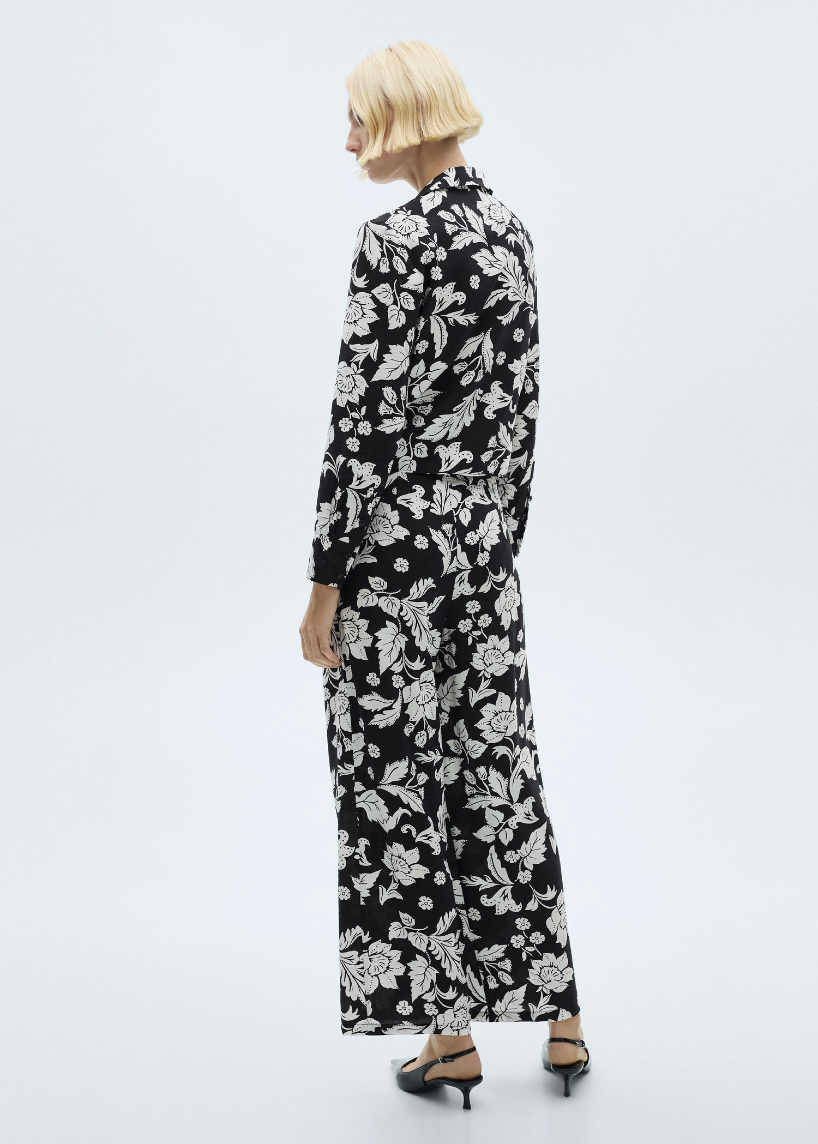 Straight Floral-Print Trousers - Black