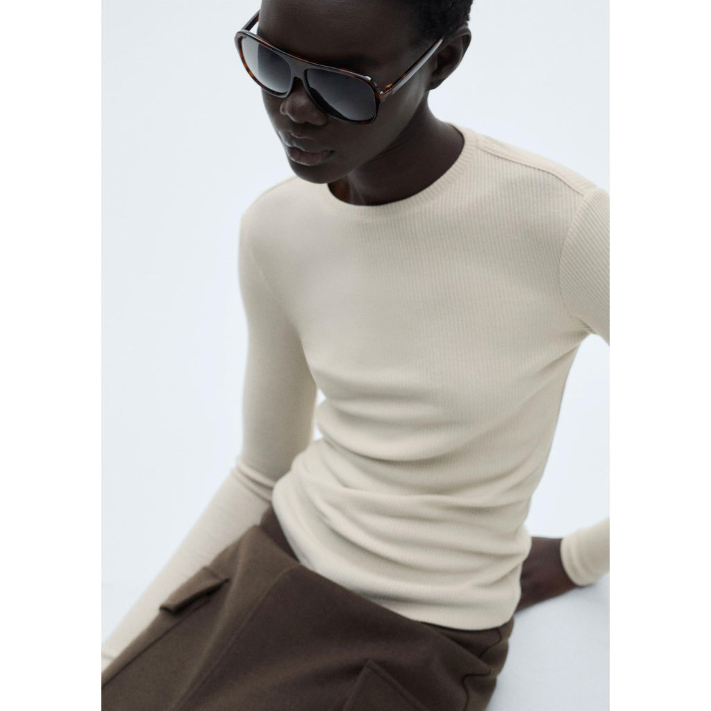 Ribbed Knit T-Shirt