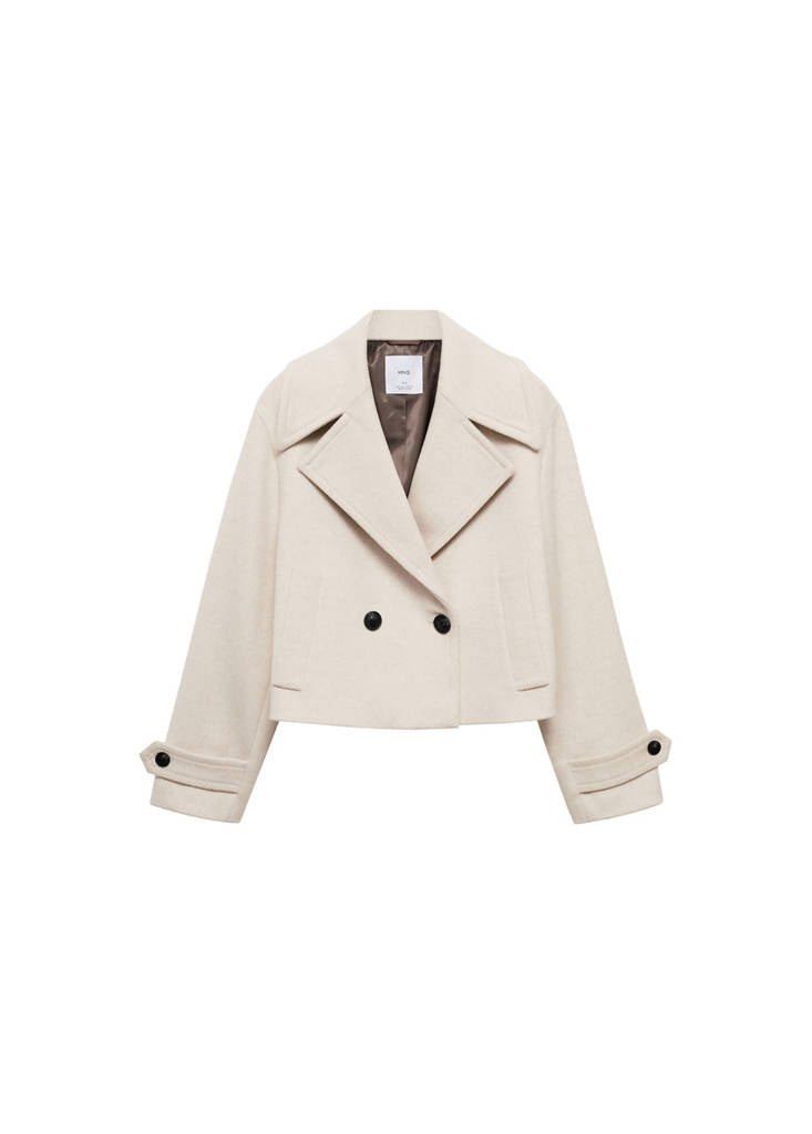 Veste Laine Mélangée Revers Maxi