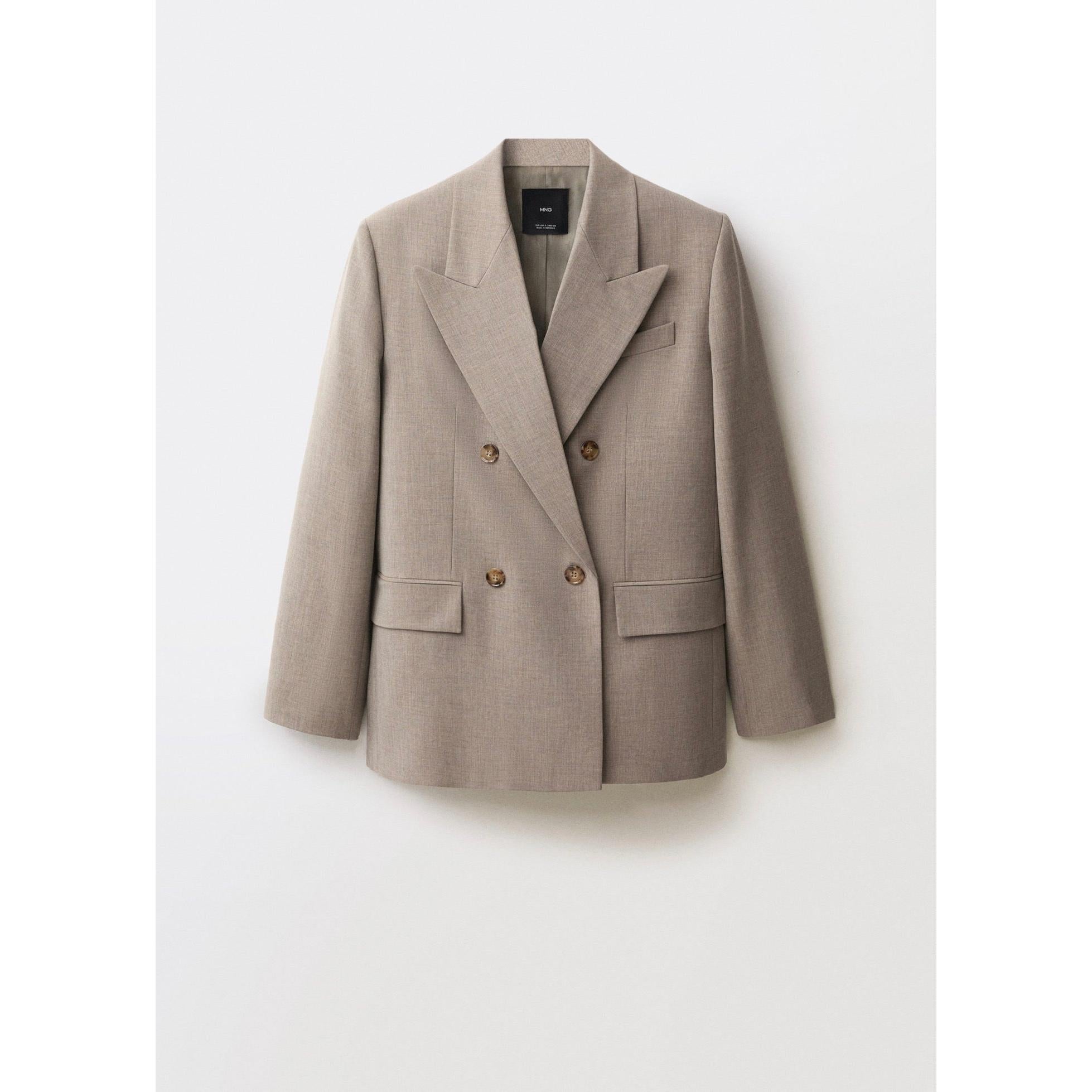 Blazer de traje en mezcla de lana - Marrón medio