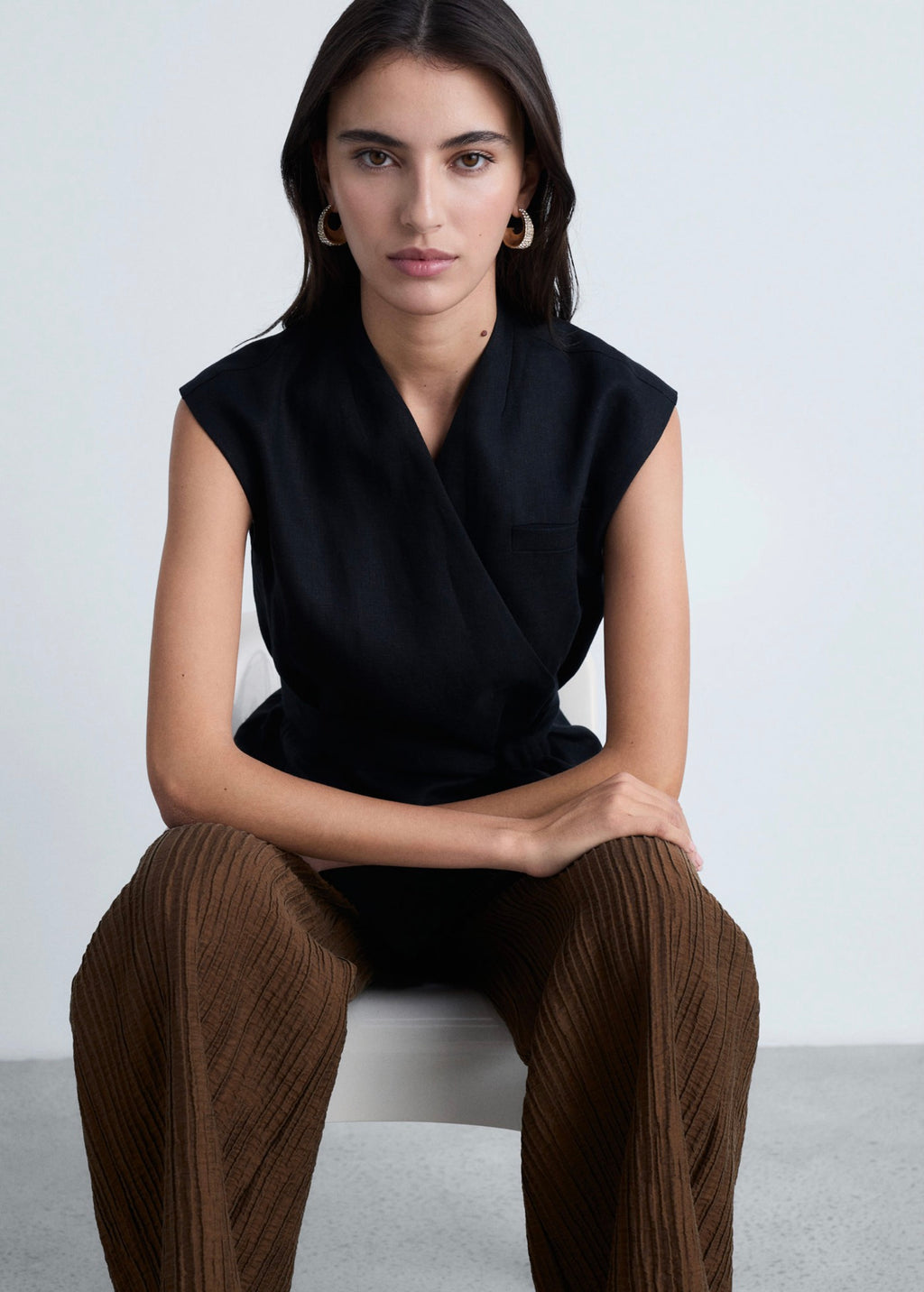 Pantalon Droit Texturé