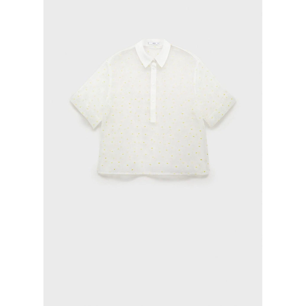 Chemise Semi-Transparente Broderie À Fleurs