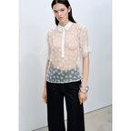 Chemise Semi-Transparente Broderie À Fleurs
