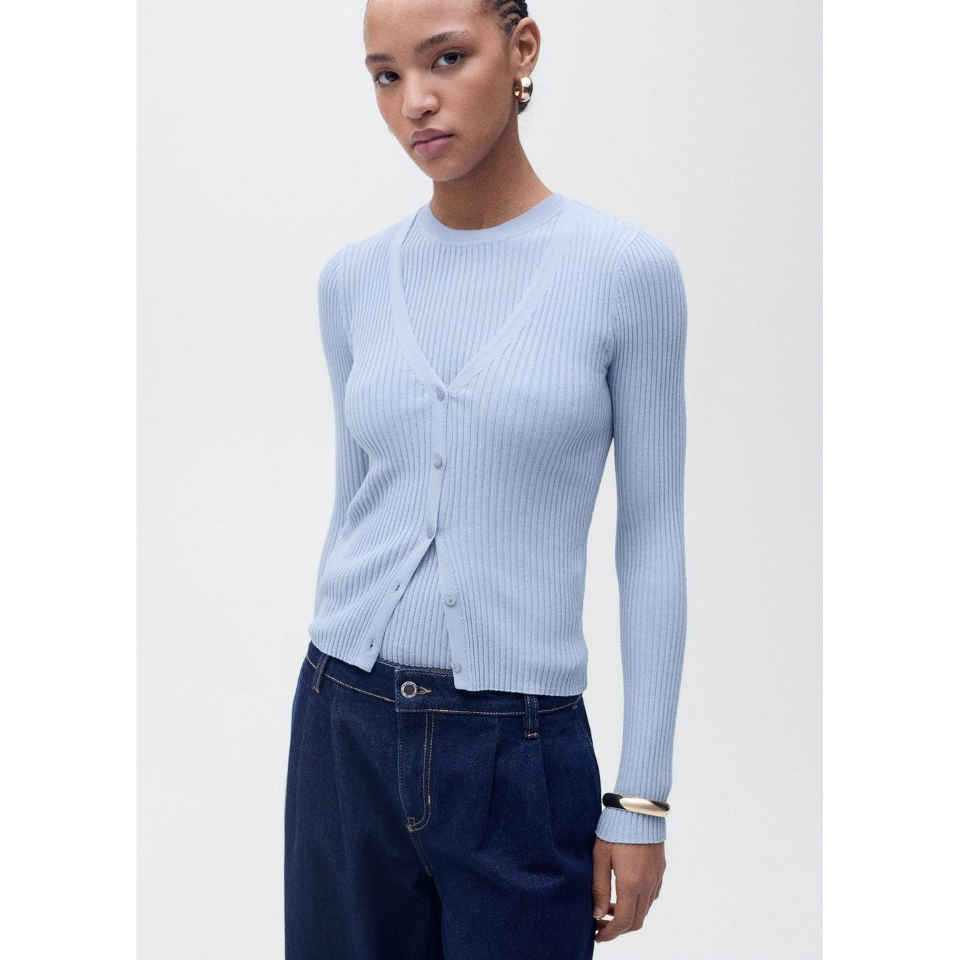 Cardigan Maille Côtelée Col V