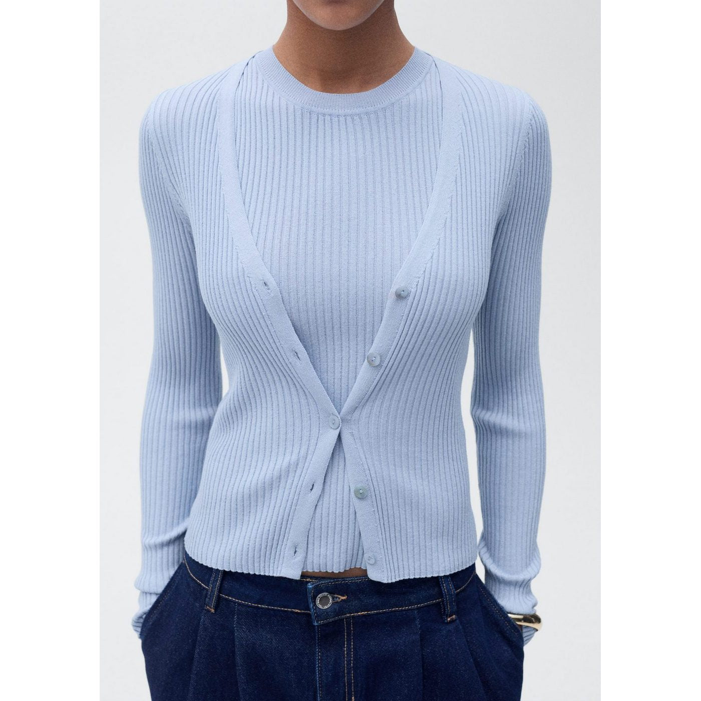 Cardigan Maille Côtelée Col V