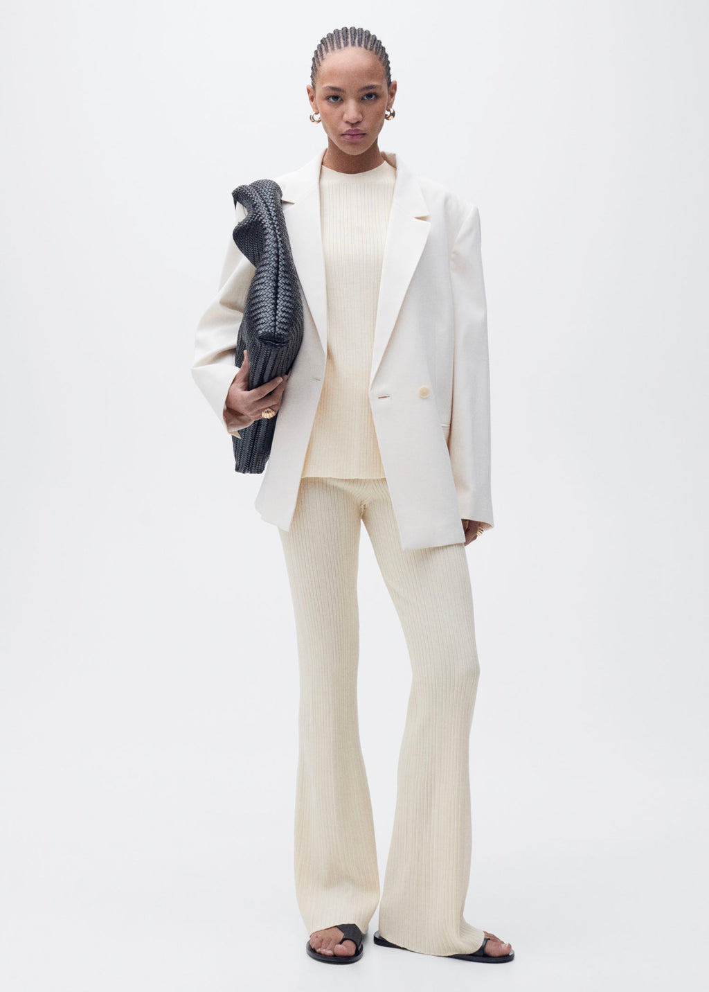 Pantalon Flare Maille Côtelée