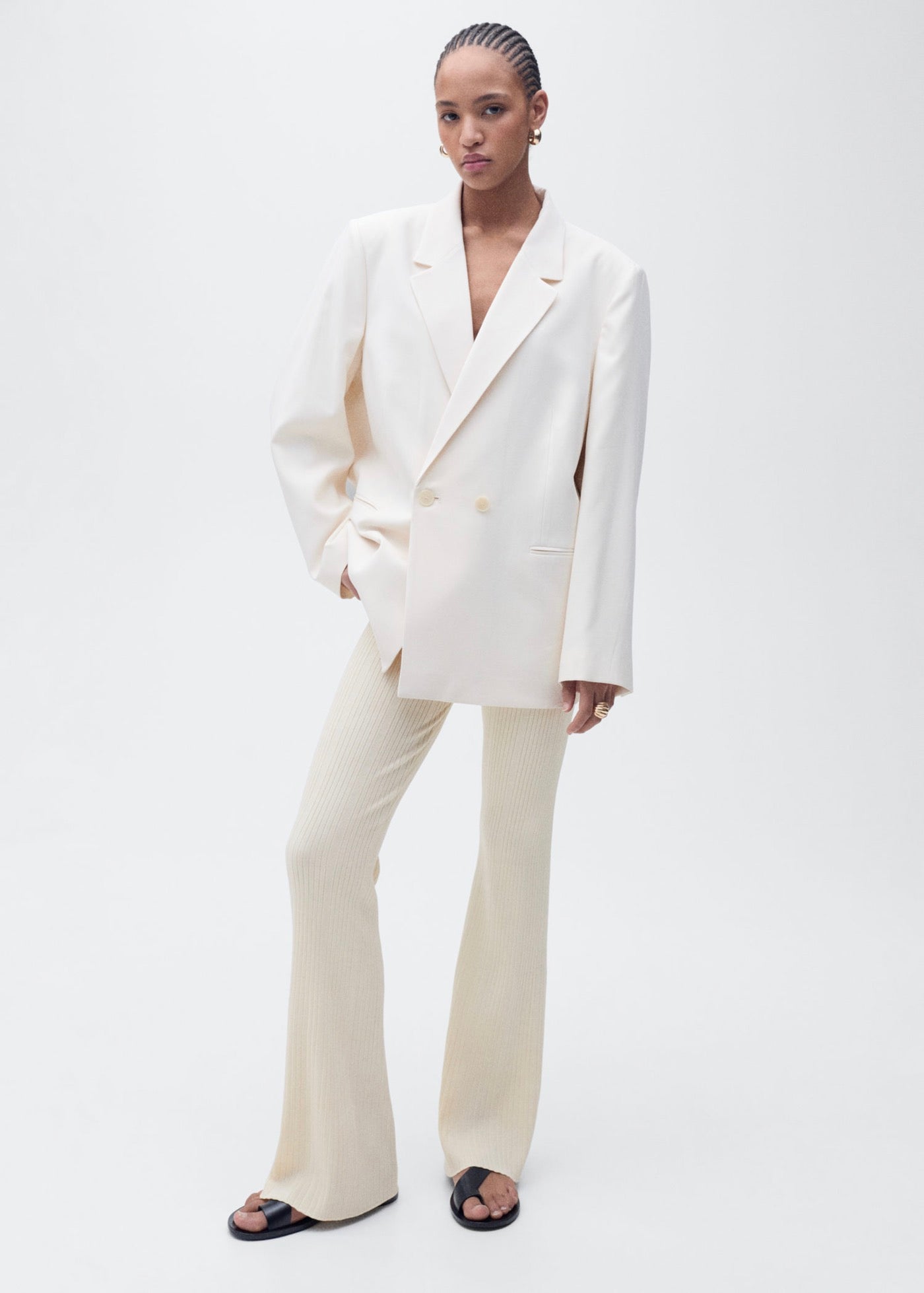 Pantalon Flare Maille Côtelée