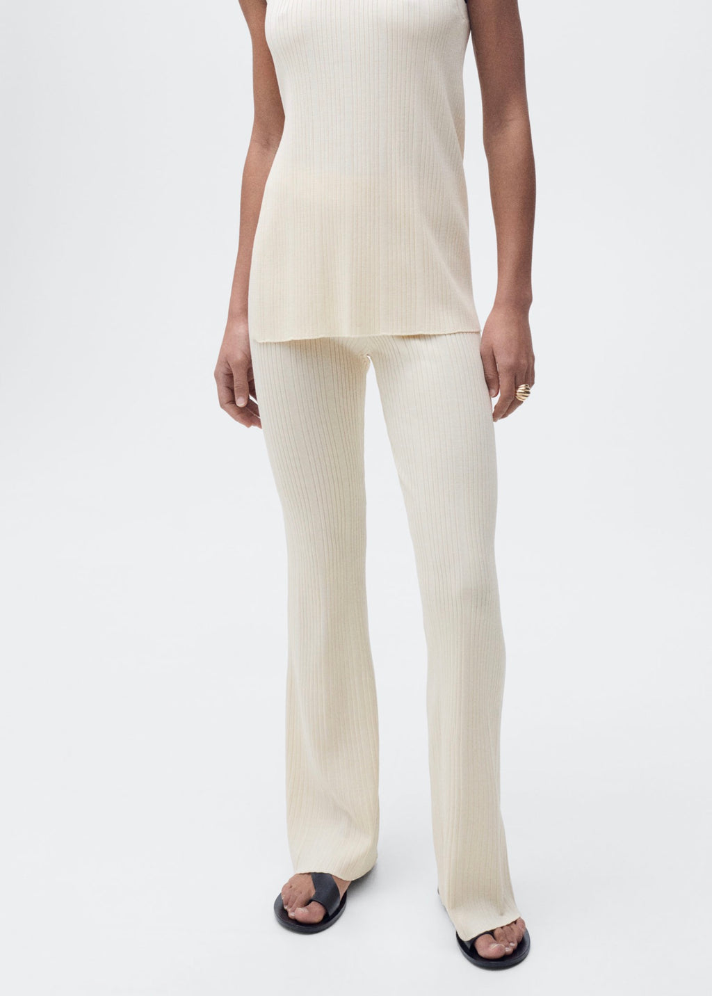Pantalon Flare Maille Côtelée