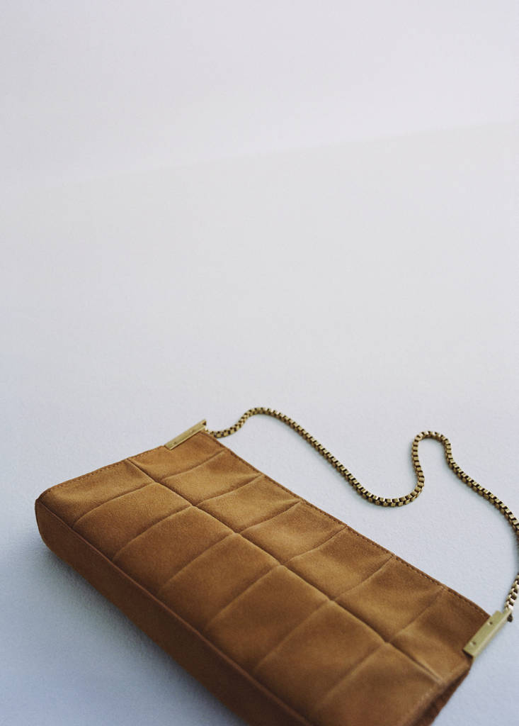 Borsa baguette in camoscio